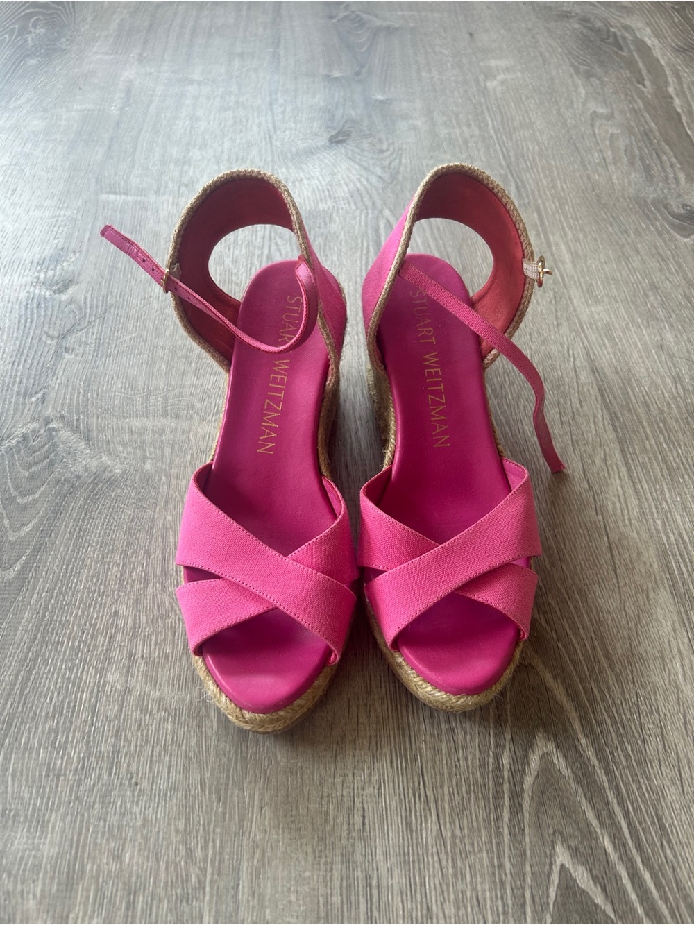 Stuart Weitzman Pink Wedge Espadrille Sandals (size 9) - Picture 3 of 6